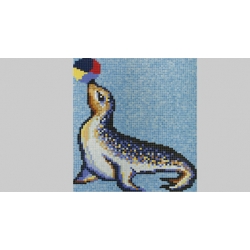 Foka z piłką D12 obraz z mozaiki 169x200cm