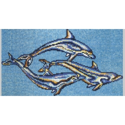 Delfiny 3 (d14)- obraz z mozaiki 407x224cm
