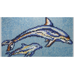 Delfin i delfinek (d15)- obraz z mozaiki 255x146cm